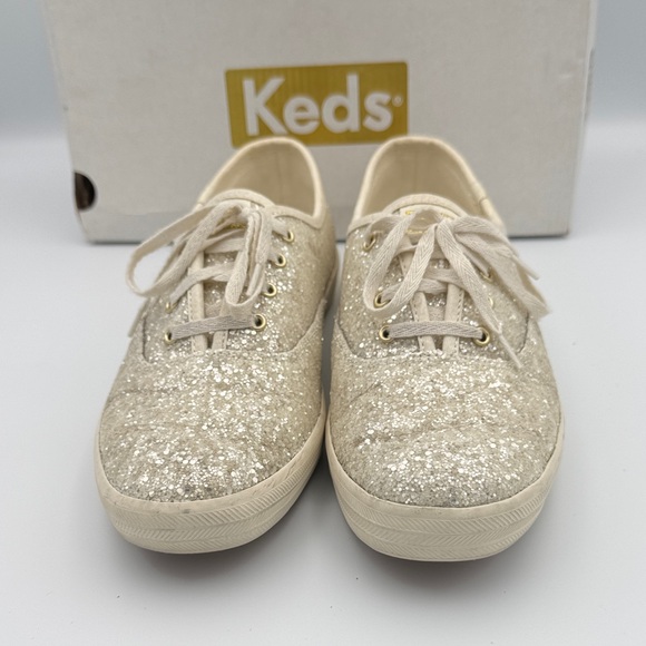Keds Sparkly Sneakers, White, Size 9.5 - Picture 2 of 11
